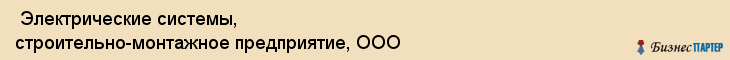  Электрические системы, строительно-монтажное предприятие, ООО , Пермь