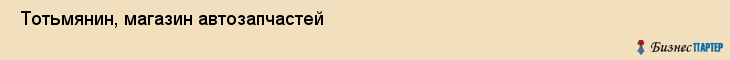  Тотьмянин, магазин автозапчастей , Пермь