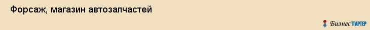  Форсаж, магазин автозапчастей , Пермь