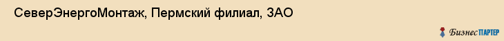  СеверЭнергоМонтаж, Пермский филиал, ЗАО , Пермь