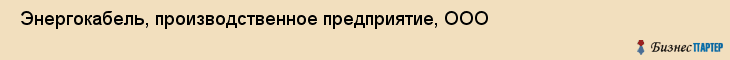  Энергокабель, производственное предприятие, ООО , Пермь