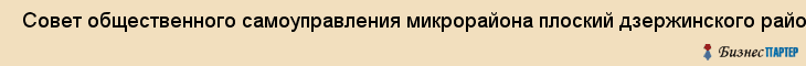  Совет общественного самоуправления микрорайона плоский дзержинского района , Пермь